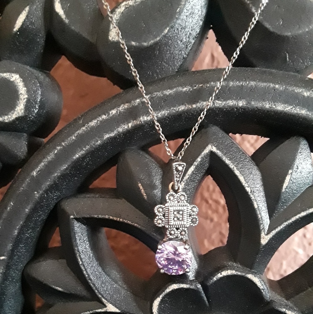 Sterling/marcasite necklace and earring set
